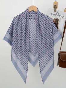 1条女士110厘米印花方巾，薄纱材质，轻盈柔软透气，用途广泛，优雅印花，清新柔和，质感高雅，防晒装饰头巾，多功能方巾，适合日常佩戴，四季皆宜。 - 彩色 - 查看 15