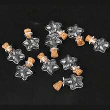 20/10个迷你装饰玻璃瓶 - 可爱玻璃瓶，配有软木塞，可用作许愿瓶、玻璃瓶吊坠、迷你香水瓶、装饰迷你漂流瓶，适用于DIY工艺品、婚礼回礼、家居装饰、派对纪念品。 - 星星 - 查看 4