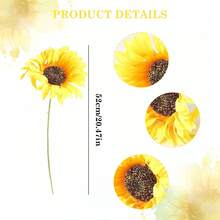 8Pcs Large Sunflowers Artificial Flowers Full Bloom Long Stem Artificial Sunflower Tall Sun Flowers Giant Silk Sunflowers With Stem Fake Sunflower Floral Arrangement For Home Wedding Decor - 黃色 - 查看 3