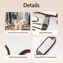 Portable Pet Sling Carrier - Convenient Outdoor Leash Backpack, Easy To Wear, Leg Holes, Adjustable Strap, Suitable For Dogs, Cats And Other Pets - Beige - View 9