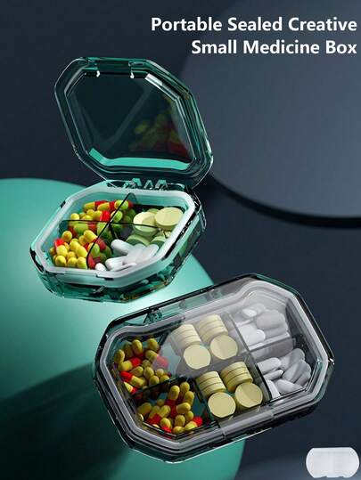 1 علبة أقراص محمولة جديدة، مناسبة لتخزين الأقراص والمجوهرات والأجزاء الدقيقة، تصميم متعدد الطبقات يحافظ على الأقراص والفيتامينات والأدوية الأخرى من الرطوبة، تصميم غطاء شفاف، بنية قوية، سهلة التنظيف، مناسبة للاستخدام اليومي والحمل
