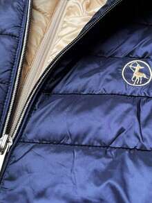 Women's Transitional Quilted Jacket With Detachable Hood, Stand Collar, 2 Pockets, Lightly Padded, Hip Length, Spring/Autumn - Navy Blue - View 4