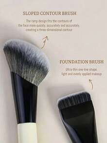 1pc/2pcs Double-Ended Foundation Brush, Contour Brush, Professional Makeup Brushes For Powder Foundation, Blush, Concealer, Multi-Functional Makeup Tools - Multicolor - View 4