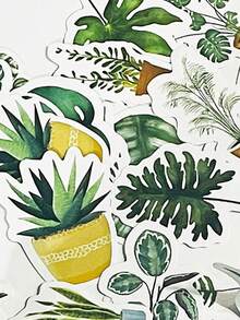 46pcs/Set Ins Fresh Art Style Green Plant Life Series Box Stickers DIY Journal Diary Decoration Sealing Stickers Decorative Stickers - Sticker - View 5
