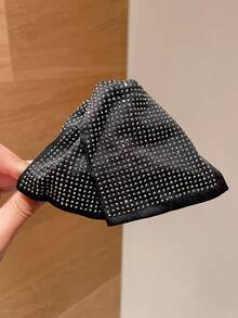 1/2pcs Women's Fashionable Full Rhinestone Triangle Hair Clips, New Hair Claw For Bun Hairstyle, Stylish Convenient Clips For Party, Beach, Dress, Daily Wear, Suitable As Valentine's Day Gift, Accessory! Summer Hair Accessories Beach Claw Clips Vacay,Holiday,Travel,Festival,Birthday - Black - View 12