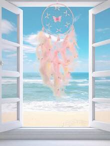 1 pieza Atrapasueños de cristal hecho a mano con mariposa, decoración colgante elegante y creativa, decoración de pared para sala de estar/dormitorio, recuerdo de fiesta festiva, decoración del hogar, estilo bohemio - Multicolor - Ver 8