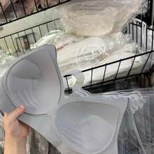 Sujetador Push-Up Redondo Sin Costuras para Mujer, Color Sólido, Cómodo, Transpirable, Lencería, Ropa Interior, Tops Modernos - Champán blanco - Ver 7