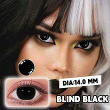Lalens彩色隐形眼镜 - 哥特黑、红色、动漫人物角色扮演、网状、白色、黑色、白色、绿色眼睛、白色美瞳、异装角色扮演、眼妆、万圣节服装和化妆配饰、白色美瞳、红黑美瞳 - Blind Black-R - 查看 6