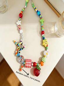 1pc New Bohemian Dopamine Multicolor Apple Star Beaded Necklace For Summer - Colorful - View 3