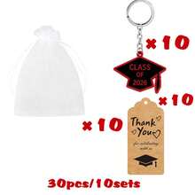 60pcs 2026 Graduation Party Favors Keychain, Graduation Souvenir Keyring With Graduation Cap Pendant And Thank You Tag, Suitable For College Graduates, Black And Red - Red and Black - View 10