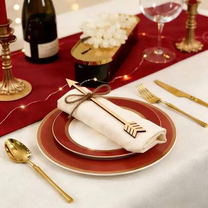 6/12/480 حلقة مفرش طاولة على شكل وردة خشبية، ديكور رومانسي للزفاف والمطاعم والحفلات وطاولات المنزل (مع حبل الخيش)