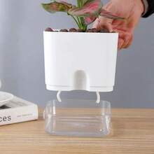 Pot Tanaman Otomatis dengan Alas Transparan, Pot Plastik Bernapas dengan Inti Air untuk Tanaman Dalam Ruangan, Dekorasi Rumah dan Kantor - B - View 6