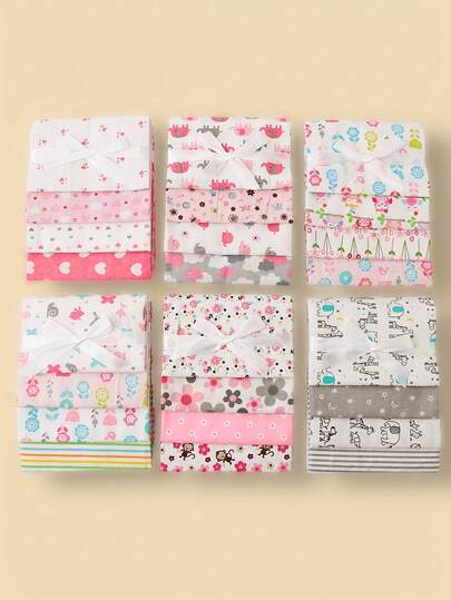 4pcs Baby Blanket Set, Cloud & Elephant Printed Soft Flannel Swaddle Wrap, Lightweight For Spring & Summer