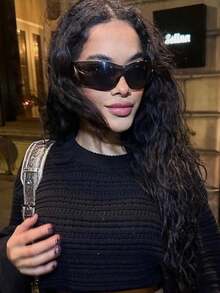 1pc Y2K Style Frameless Retro Fashion Fashion Glasses, Everyday Wear Summer Beach Vacation,Outdoor,Travel - màu đen - Xem 3