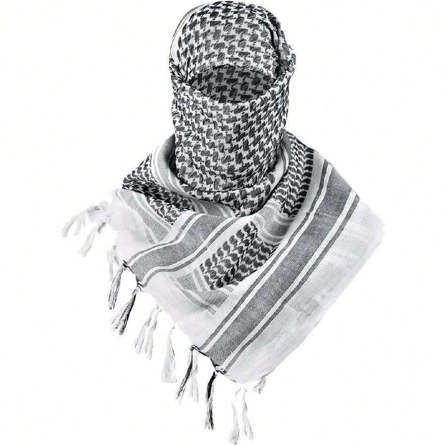 - Military Shemagh Tactical Desert Keffiyeh Scarf For Head And Neck, Arabic Scarf With Tassel 43 X 43 Inches, 43370234 - 白色 - 查看 1
