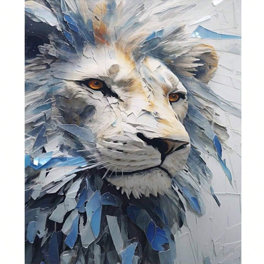 1pc 2D DIY Diamond Painting Creative 3D Lion Diamond Art, Living Room Bedroom Decor DIY Handmade Diamond Embroidery Painting, Animal Series Diamond Painting, Perfect For Holiday Gifts - View 1