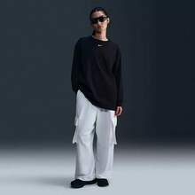 Nike 新款女子圓領透氣寬鬆運動休閒長袖T卹 - 黑色 - 查看 9