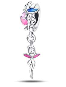 925纯银童话主题串珠，珐琅花仙子/高跟鞋/月亮吊坠，适合欧洲手链DIY饰品，送给女性、女孩、音乐节的礼物 - 彩色 - 查看 14