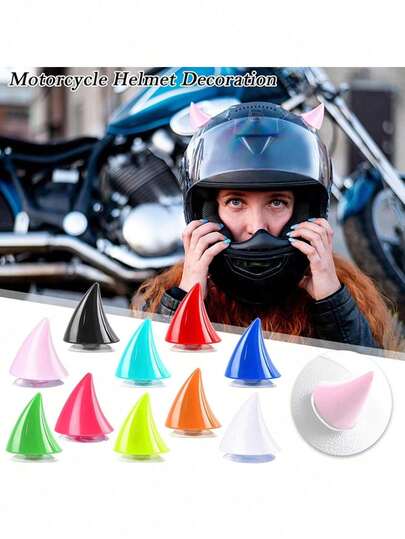 4Pcs Horn Helmet Decoration, Halloween Devil Horns, Adhesive Motorcycle Helmet Accessories, Detachable Cartoon Anime Demon Horn Headdress