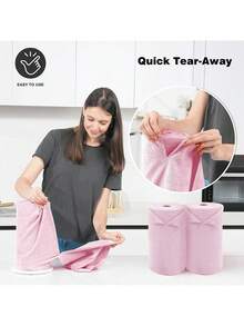 20卷/30卷超柔软微纤维撕取式毛巾卷，可重复使用清洁布，微纤维卷式清洁抹布，干湿两用柔软抹布，厨房洗碗布，粉色、灰色、蓝色 - 22*20cm 20pk - 查看 11