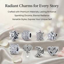 1pc Cubic Zirconia Silver Plated Charm Beads Set For Bracelet DIY Jewelry - Multicolor - View 7