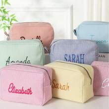 Bolsa organizadora de mochila con bordado personalizado, bolsa de tela para niños, bolsa de pañales, bolso de mano para niños, bolsa de viaje, con cierre de cremallera, artículos esenciales para bolsa de pañales, organizador de artículos de tocador o cosméticos, necesidades para bolsa de pañales para bebé, almacenamiento de pañales para bebé, útiles escolares, bolsa de maquillaje de gran capacidad, regalo de vuelta a la escuela, organizador de cosméticos, bolsa de aseo bordada, bolsa de maquillaje bordada, útiles escolares para niños y niñas - Multicolor - Ver 5