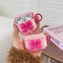 Ins Transparent Pink Bowknot Bluetooth Anti-Drop Earphone Case Pendant Compatible With 1/4 Gen Pro 2/3 - Multicolor - View 1