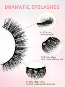 5 Cặp lông mi giả ENCHUW tự nhiên, mềm mại, làm từ lông chồn nhân tạo, lông mi giả xoăn. - màu đen - Xem 3