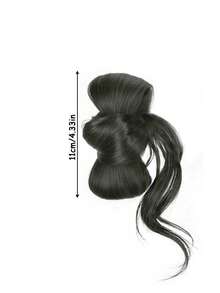 1 Set New Low Ponytail Wig, Curly Women's Hair, Hair Clips, Floral Hair Bun, Natural Fluffy Bottom Half, Faux Braided Hairstyle Set - Multicolor - View 5