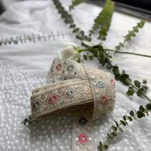1卷，2码花卉提花刺绣花边饰带，装饰花边，适用于女士服装、DIY头饰、服装领口、窗帘装饰、缝纫工艺用品 - 多色 - 查看 12