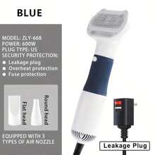 Máy sấy và chải lông thú cưng chuyên nghiệp 3 trong 1, bàn chải gỡ rối công suất cao, máy sấy tóc và bàn chải chải lông thú cưng. Đây là máy sấy thú cưng nhỏ gọn với luồng khí ấm giúp làm khô và giảm rụng lông, rối lông. Sản phẩm cũng bao gồm lược chải lông mèo và bàn chải chải lông chó, thích hợp để tạo kiểu lông cho cả mèo và chó. - Phích cắm loại C của EU (220-240V) - Xem 13