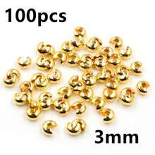 100颗铜圆盖压接端珠 3 4 5mm 止动隔珠，适用于DIY珠宝制作配件 - crimp beads - 查看 20