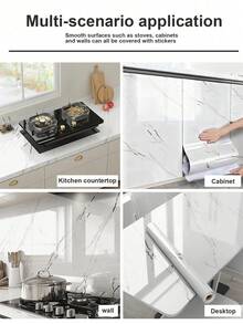 1roll Thick Glossy Grey Silver Marble Peel And Stick Kitchen Sticker For Countertop And Cabinet Waterproof Removable Marble Contact Wallpaper With Air Guide Slot Self-Adhesive Furniture Sticker - Multicolor - View 10