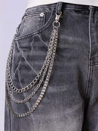 1条嘻哈金属裤链，时尚多层街舞裤链，百搭个性腰链，适合搭配牛仔裤，日常佩戴