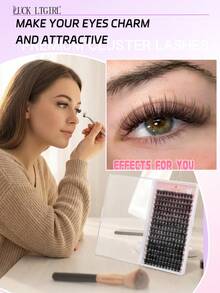 LUCK LTGIRL 192/384/576PCS Mi giả dạng chùm mỏng, độ cong C/D, 10-16mm, chất liệu lông chồn tự nhiên, mềm mại, có thể tái sử dụng, tự làm mi giả. - Xem 5
