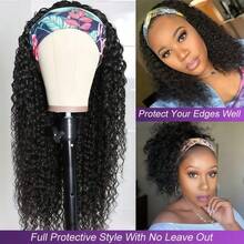 Headband Wig Deep Wave 16 Inch Glueless None Lace Front Deep Curly Wig Brazilian Hair Wear And Go Wigs For Women 200% Density Machine Made Put On & Go Black Headband Half Wigs Blended Human Hair Natural Color No Glue Throw On & Go Wig 10-34 Inch - Natural Black - View 5