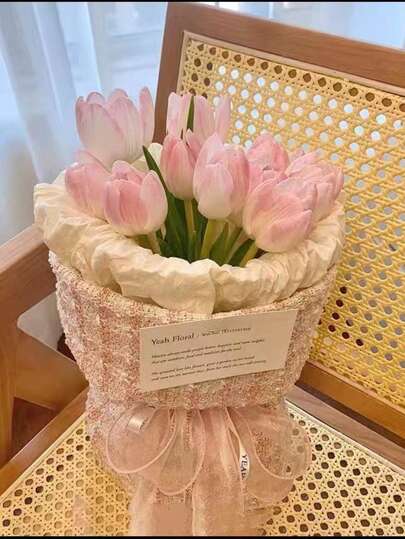 Ramo de flores de tulipán encantador, recomendación de regalo de flores artificiales, decoración de mesa