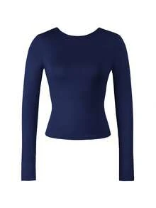 Vaiaye Women's Long Sleeve Sexy Camisole Activewear Top, Suitable For Christmas, New Year, Thanksgiving And Other Occasions - Navy - View 3