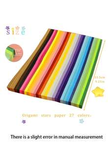 25色双面折叠星形纸条，彩色幸运星折纸，DIY手工，适用于感恩节、圣诞节礼物装饰，学校教学艺术项目必备，热销产品 - 純色 - 查看 1