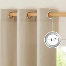 NICETOWN Natural Linen Curtains 84 Inch Long 2 Panels Set, Grommet Top Thick Linen Burlap Semi Sheer Vertical Drapes Privacy Assured With Light Filtering For Bedroom/Living Room, W55 X L84 - Angora - Xem 3