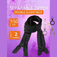 #8 Black Separating Double Pull Zippers, Sturdy Wear-Resistant & Smooth-Glide For Jackets, Coats, Bags, Clothing & DIY Projects, 60-200cm, Includes 5 Replacement Parts - C-Black - View 10