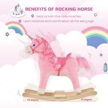 Children's Rocking Horse, Riding Unicorn, Wooden Base, Swinging, Suitable For 3-6 Year Old Children, Pink - Pink - View 8