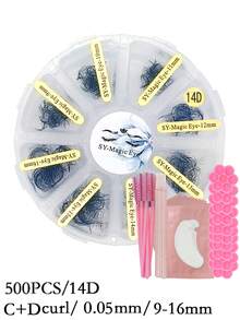 500 Pcs False Eyelashes Per Box, Double Layered, 8D 10D 12D 14D 16D, Thickness 0.05mm,9-16mm / Mix, Curl C+D, Three-Dimensional Effect, Pointy Base Premade Fans Eyelash Extensions, With 10Pcs Eye Pads,10Pcs Eyelash Brushes,10Pcs Adjustment Rod,10Pcs Glue Cup, Thick Fake Lashes For Professional, Daily, Wedding, Party, Costume Makeup - View 55