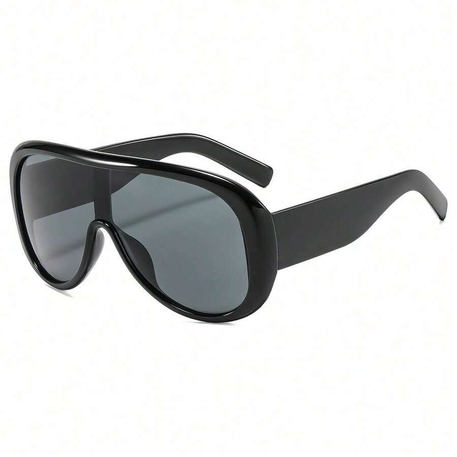 1Pc Oversized One-Piece Sunglasses (Multiple Colors Available), Retro  Design, UV Protection, Suitable For Daily Commute, Outdoor Activities, Personal Styling And Other Occasions, The Best Choice For Her - C6-酒紅框雙紅片 - 查看 1