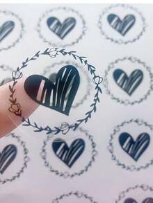 100pcs/Pack Transparent Heart Shaped Envelope Sealing Stickers, Round Transparent Heart Labels, Gift Packaging Decorative Stickers - Multicolor - View 4