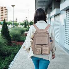 Mesh Backpack 36L Large Heavy Duty Casual Daypack For School And Outdoor Activities With Inner Laptop Compartment, Durable Polyester Material - 卡其色34L - 查看 7