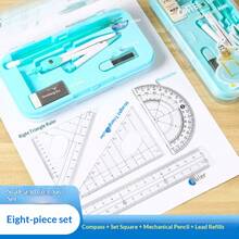 9pcs Student Math Drawing Ruler Tool Set, Exam Stationery Supplies, Multifunctional Tool Kit, Back To School Gifts, Holiday Presents, Birthday Gifts, Exquisite Craftsmanship, Household Essential - Student Math Drawing 9-piece Set - View 4