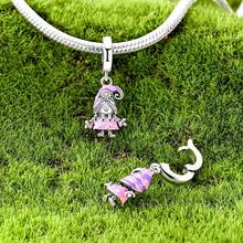 1 pieza Conjunto de cuentas de encanto de color plateado con esmalte de fantasía gótica, con diablo brillante, segador siniestro, gnomo y mago, hebillas universales compatibles con pulseras europeas, ideal para Halloween, cumpleaños y uso diario gótico - Plateado - Ver 5