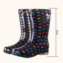 Women's Mid-Calf Anti-Slip Rain Boots, Colorful Polka Dot Fashion Style, Suitable For Fishing, Motorcycle Riding, PVC Upper, High-Quality Reinforced Sole, Comfortable & Durable Outdoor Rain Boots - Colorful Dots - View 7