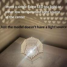 1个白色心形十二面体灯罩，3D打印几何灯罩，带有600多个心形镂空，浪漫心形阴影投影，创意几何照明（不含光源） - 半圓形 - 查看 6